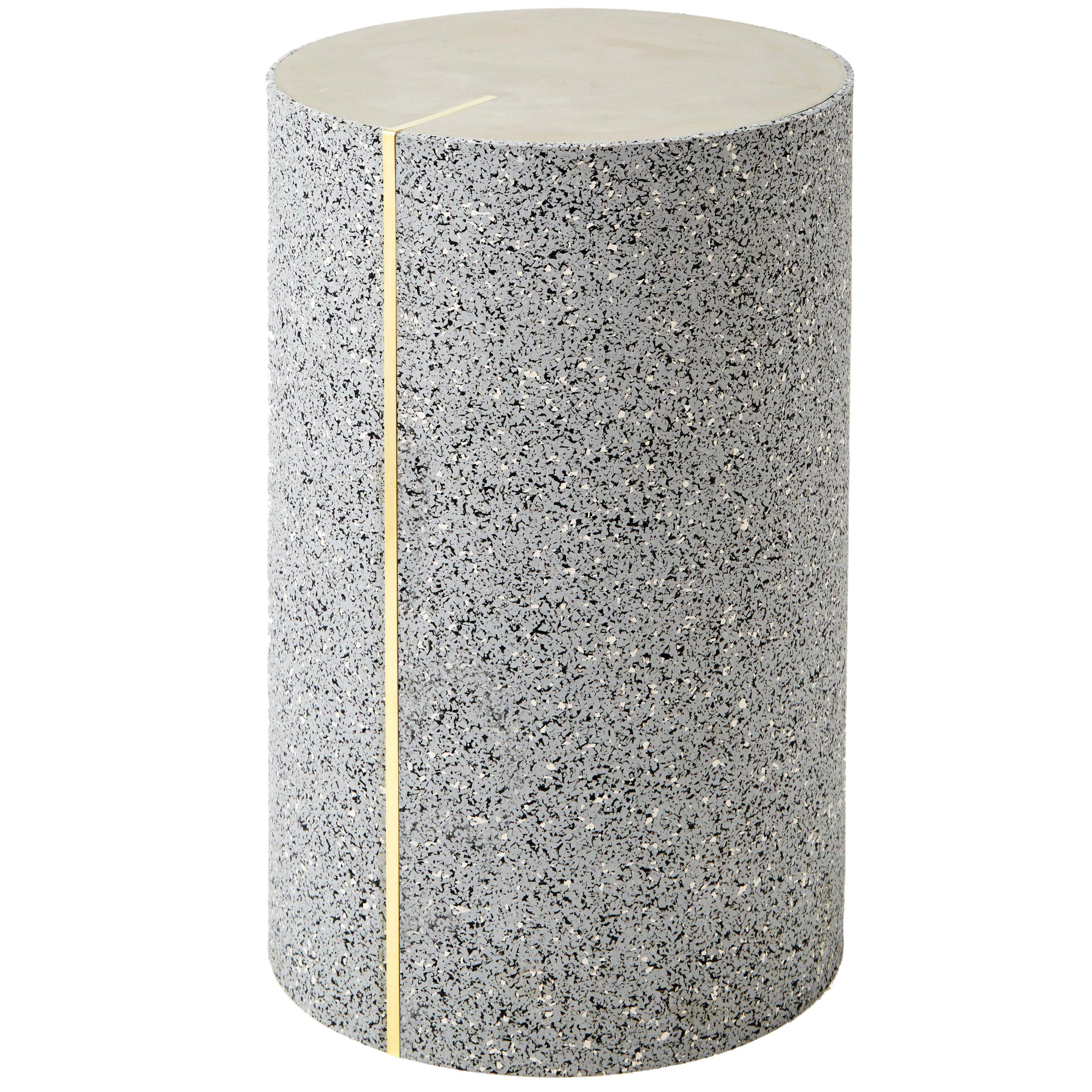 Rubber Cylinder in Gris Side Table, Made in USA For Sale