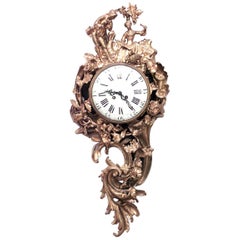 Antique French Louis XV Style Bronze Dore Wall Clock