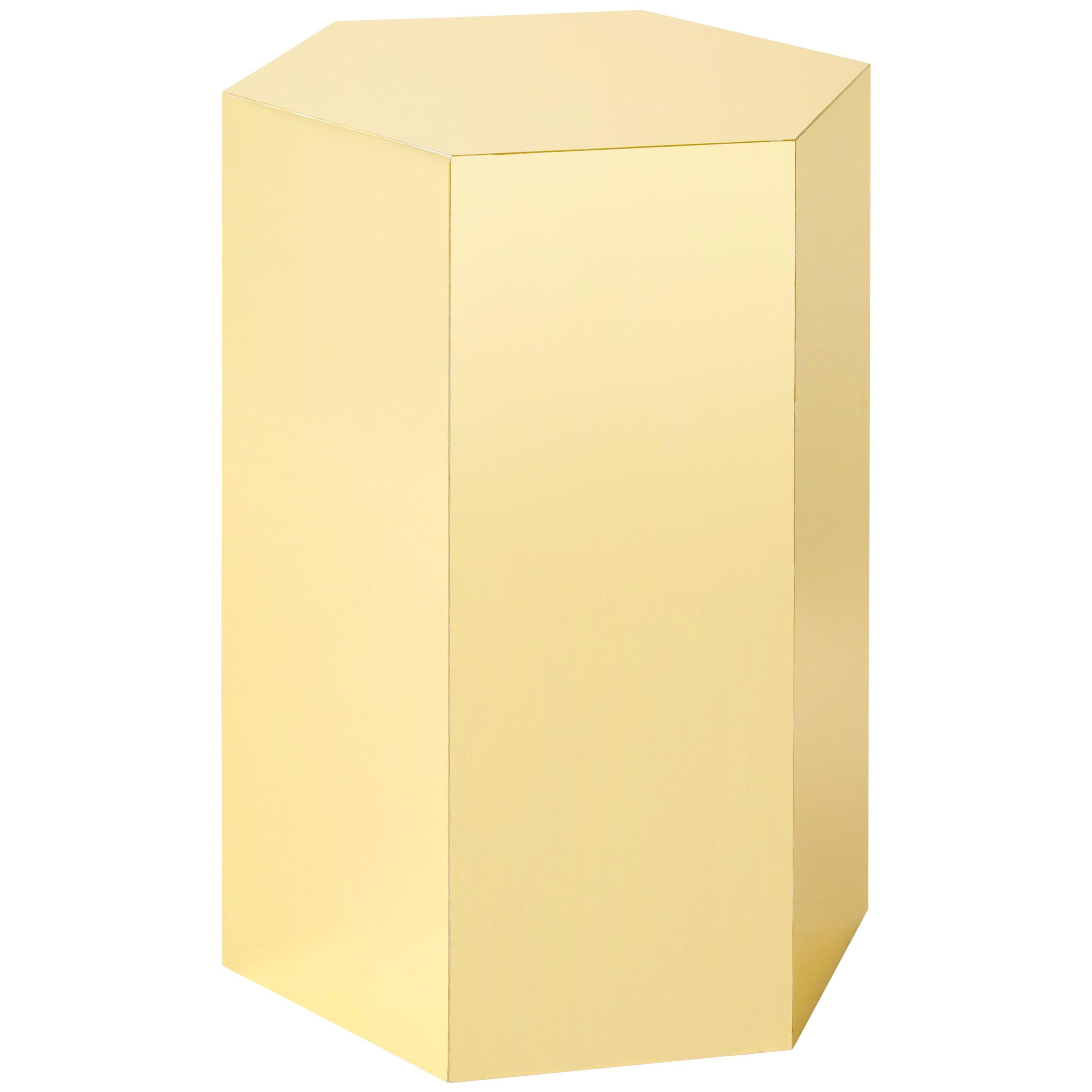 Contemporary Shiny Hex Brass Side Table, 1stdibs New York For Sale