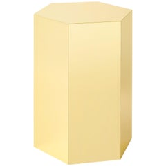 Contemporary Shiny Hex Brass Side Table, 1stdibs New York
