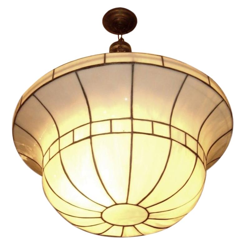 Set of Large Leaded Glass Light Fixtures, Sold Individually