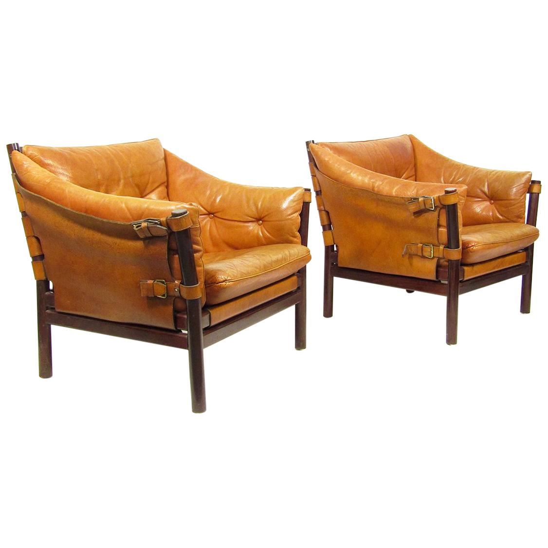 Two Swedish 1960s "Ilona" Safari Chairs by Arne Norell