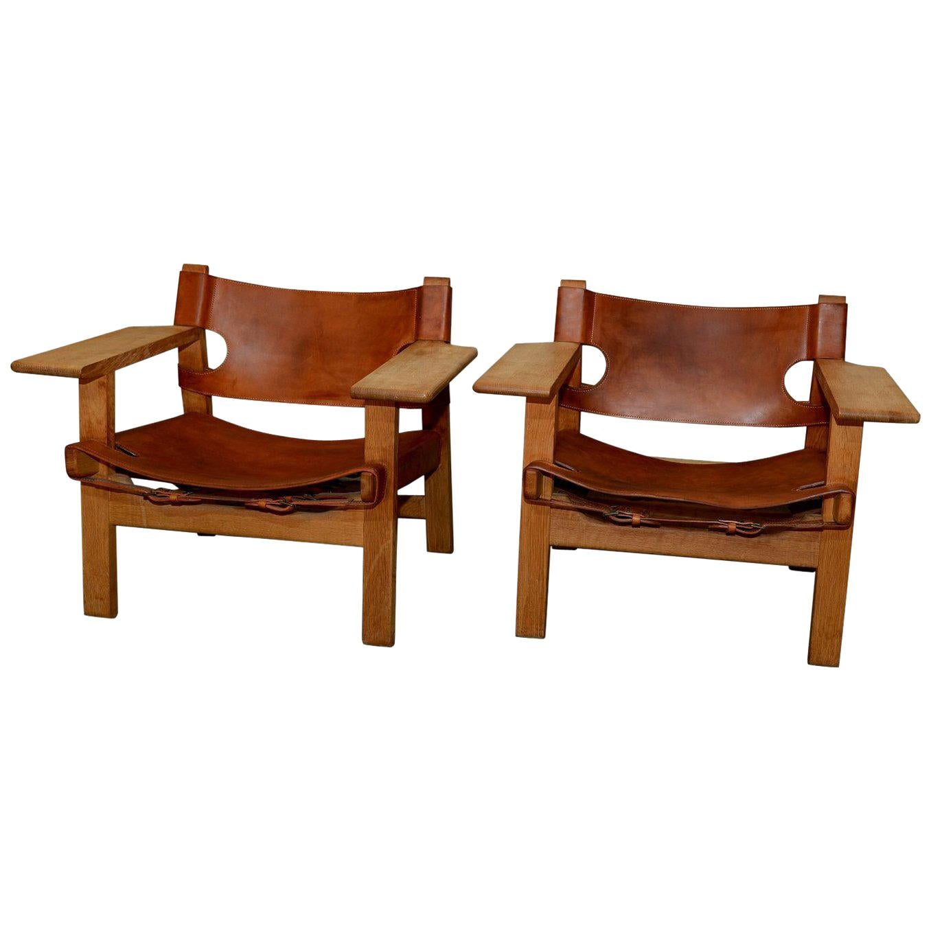 Set of 2 Børge Mogensen "Spanish Chair" 1960s Fredericia Furniture, Denmark For Sale