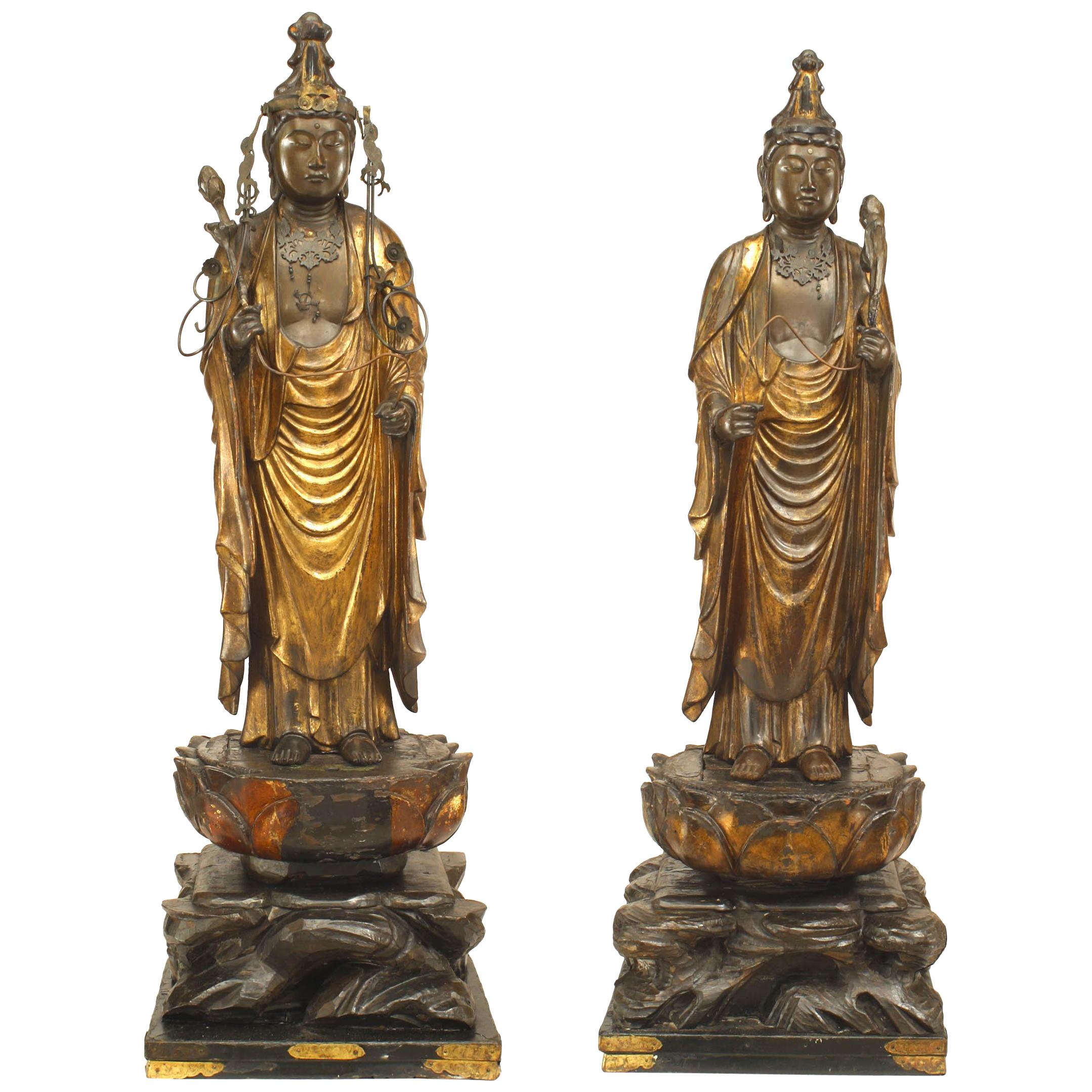 Pair of Chinese Gilt Deity Figures