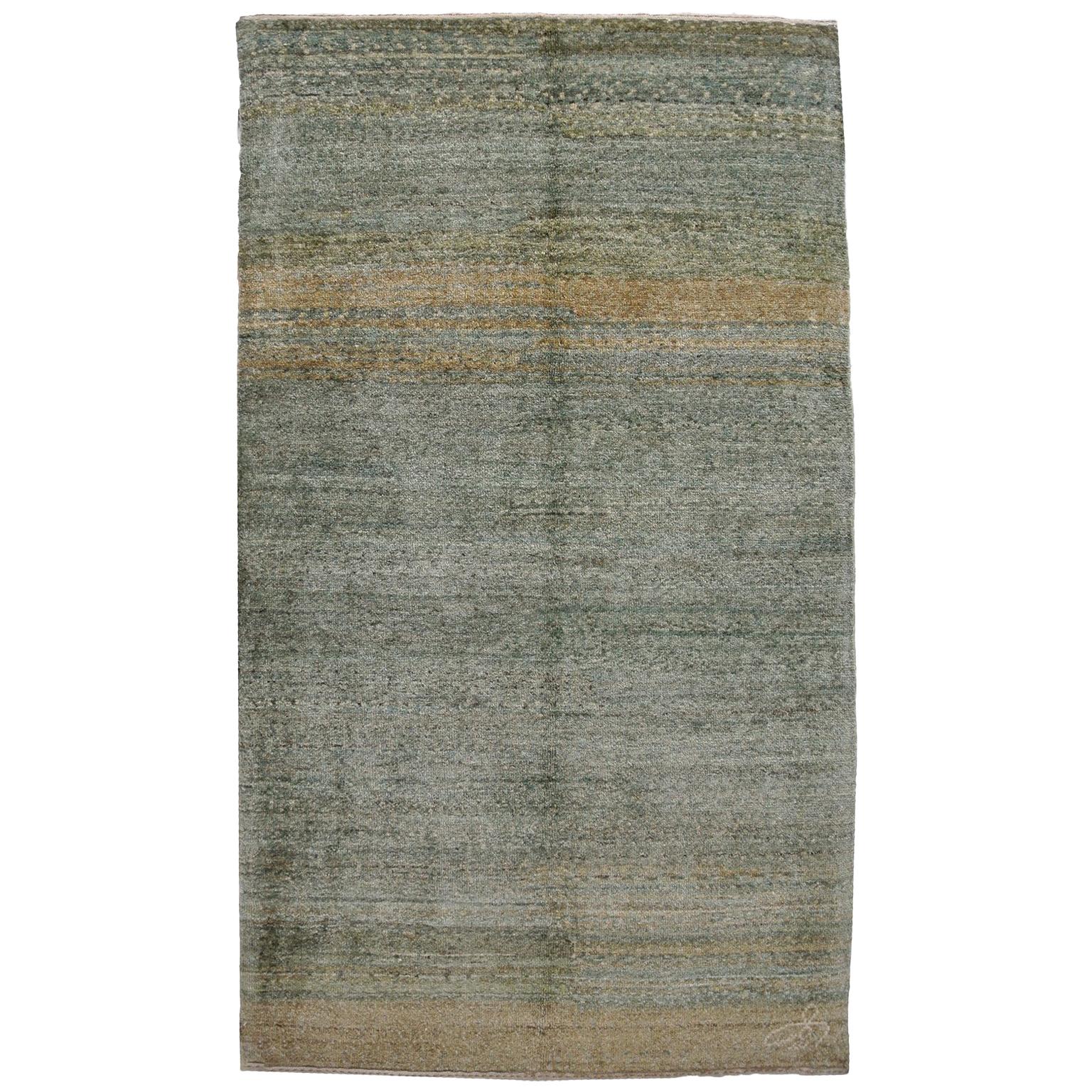 Orley Shabahang "Dissolve" Contemporary Persian Rug, Green, Yellow Wool, 3' x 4' For Sale