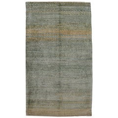 Minimalistischer persischer Teppich, grüner, gelber Wolle, Orley Shabahang, 3' x 4'