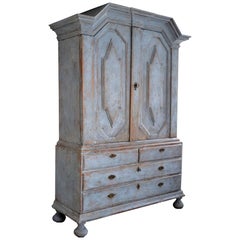 Period Swedish 18th Century Cabinet with Carved Pediment
