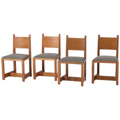 Set of Four Oak Art Deco Haagse School Chairs by H. Wouda for Pander, 1924