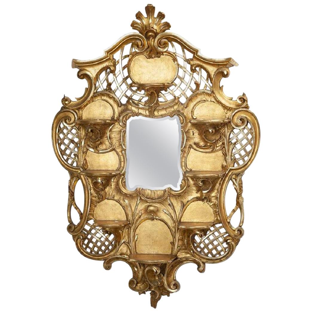 Italian Rococo Style Carved Giltwood Mirror, 19th Century