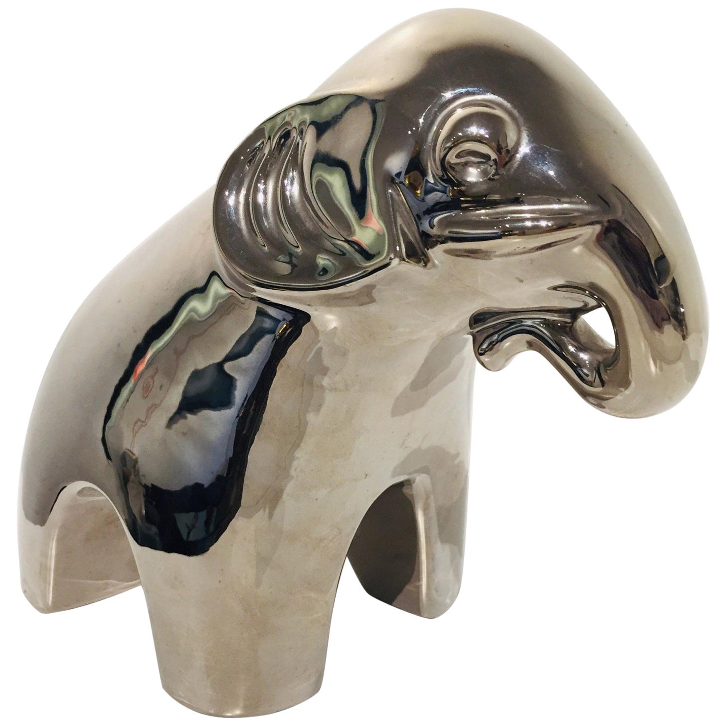 Keramischer Elefant aus Keramik mit Spiegeloberfläche im Angebot