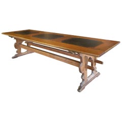 Swiss / Alpine 18th Century Rustic, Long Pine and Slate Inset Dining Table