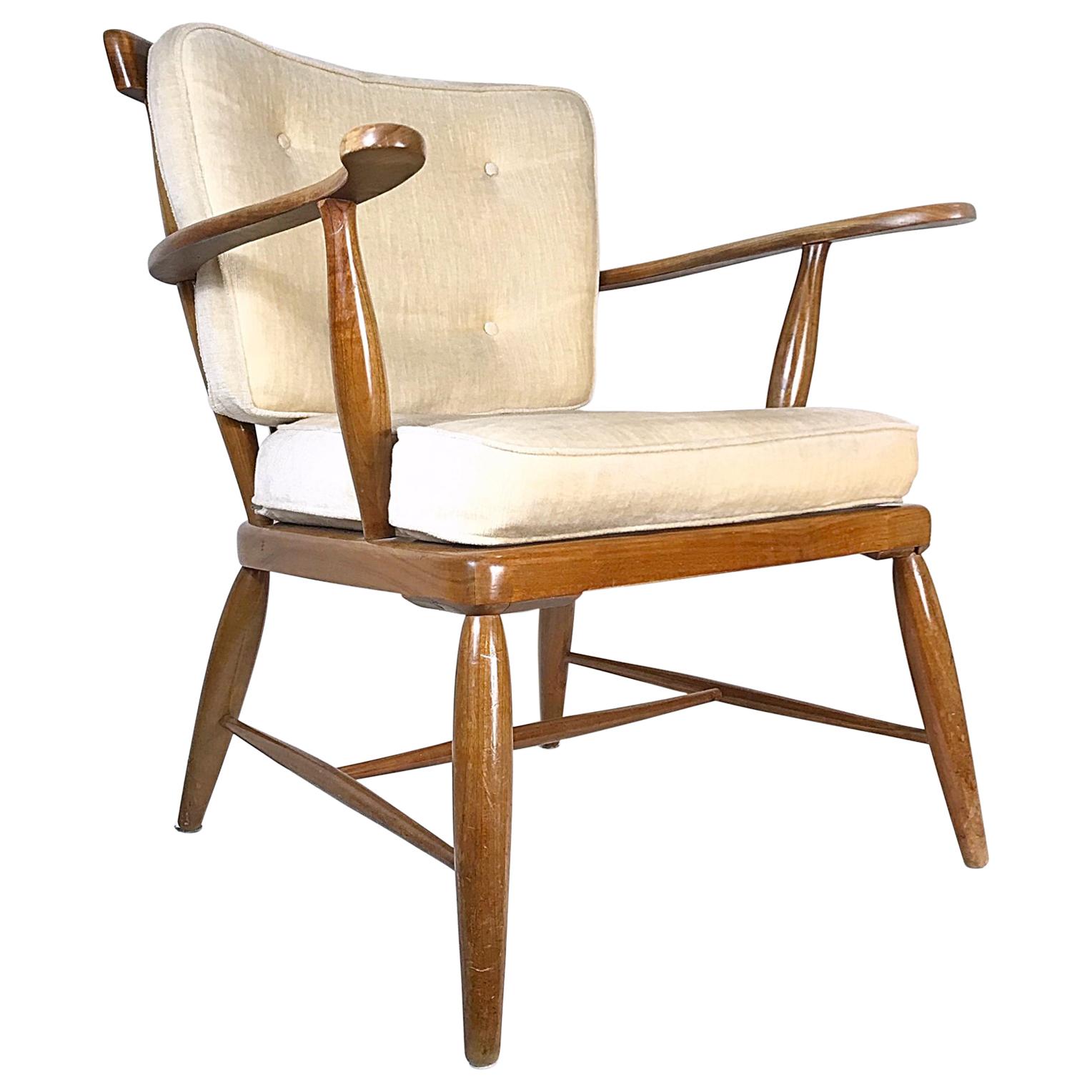 Midcentury Anna-Lülja Praun Walnut Wood Lounge Chair, 1950s, Austria