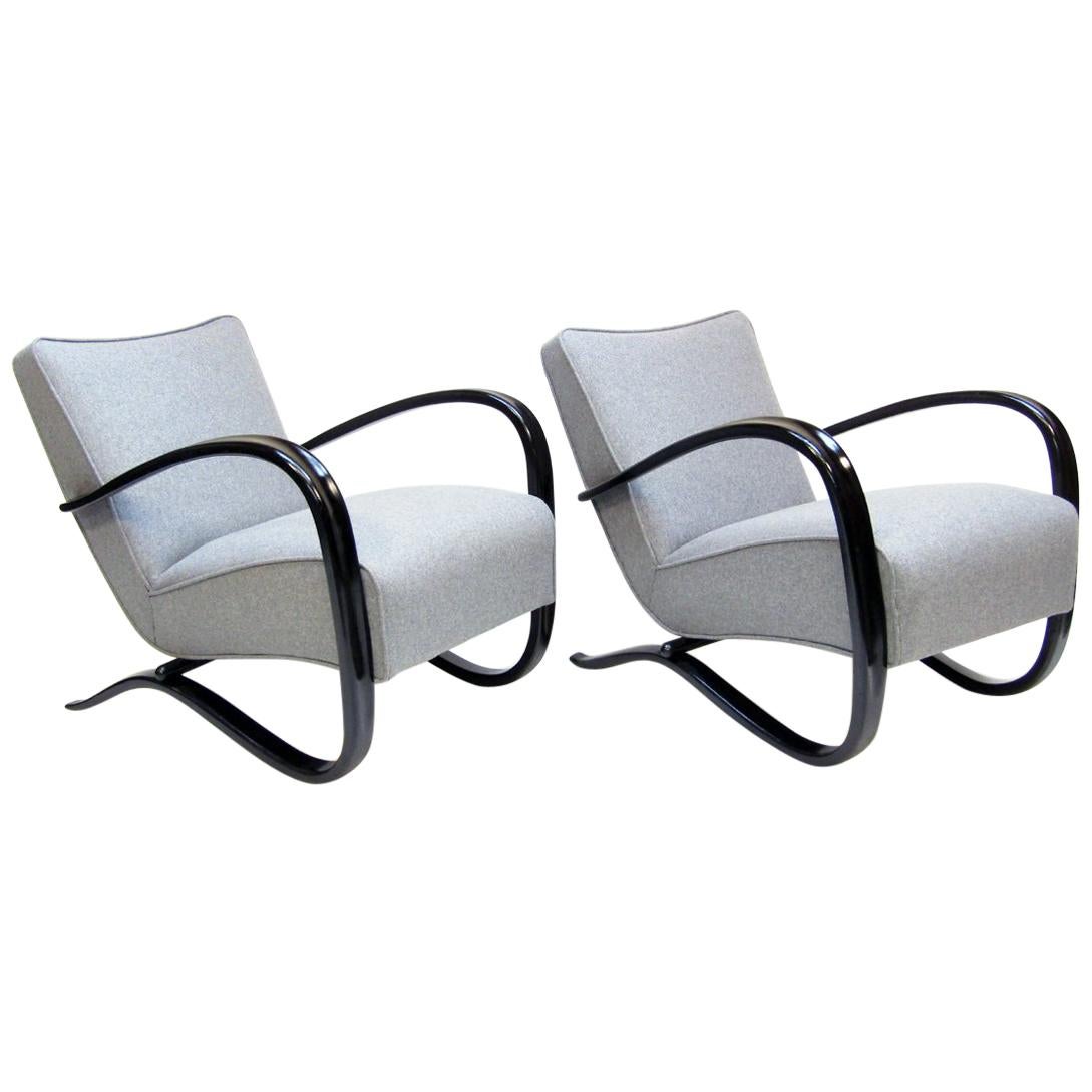 Pair of "H 269" Art Deco Lounge Chairs by Jindrich Halabala