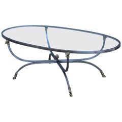 Steel and Brass Rams Head Oval Italian Coffee Table