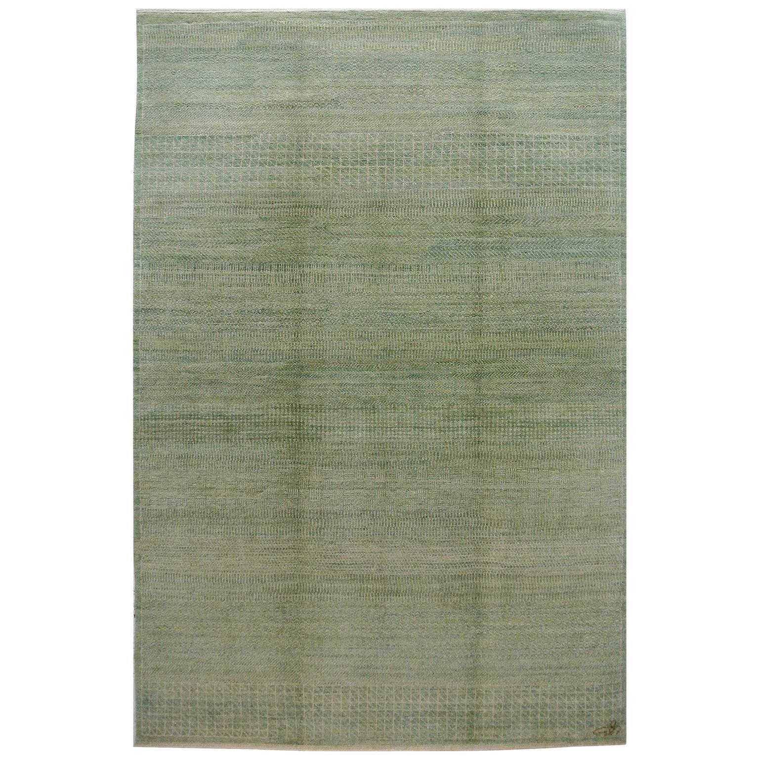 Orley Shabahang Contemporary Wool Persian Rug, Blau und Grün, 5' x 7'