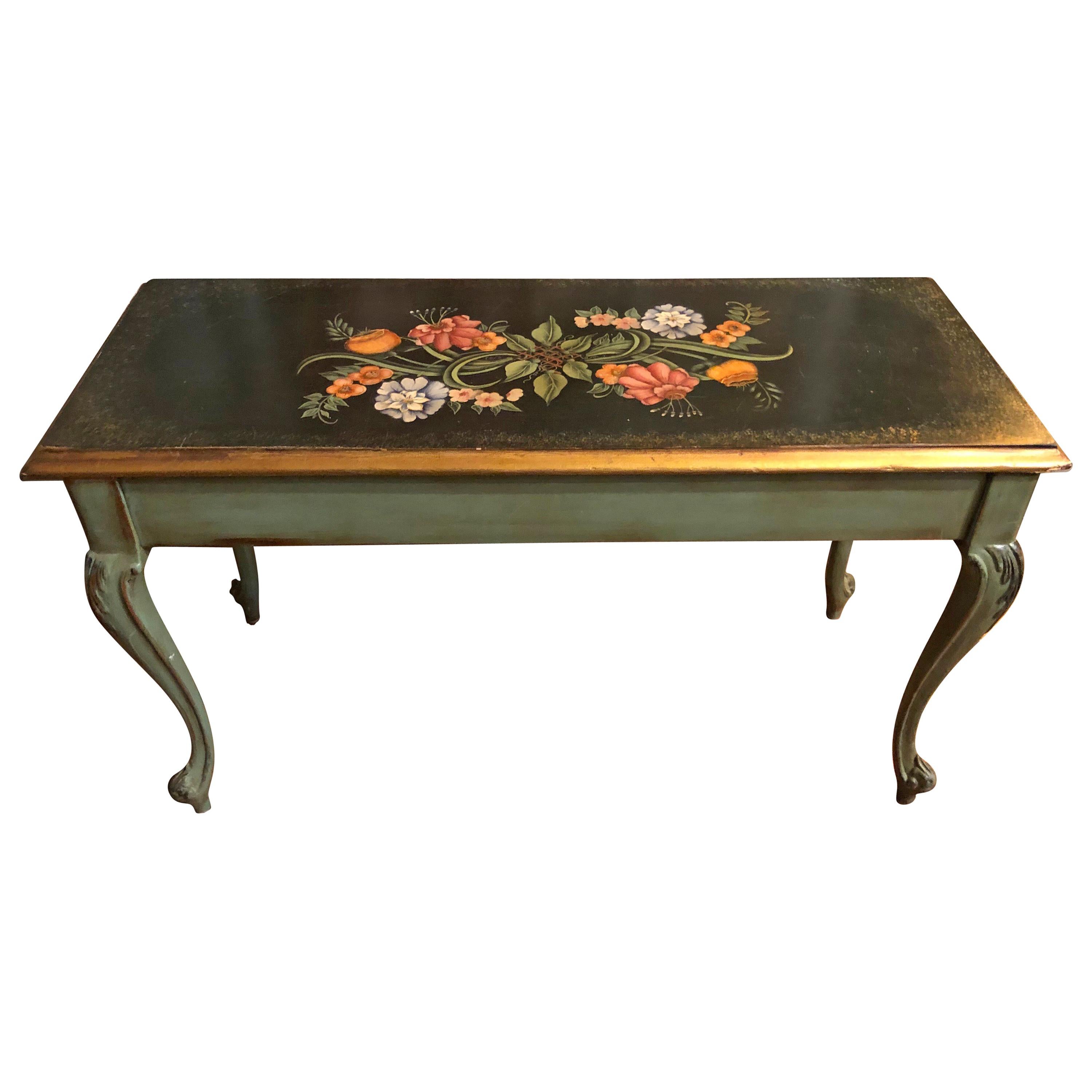 Vintage Hand Painted Piano Bench