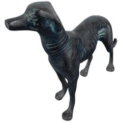 Bronze Figure of Standing Greyhound With Collar