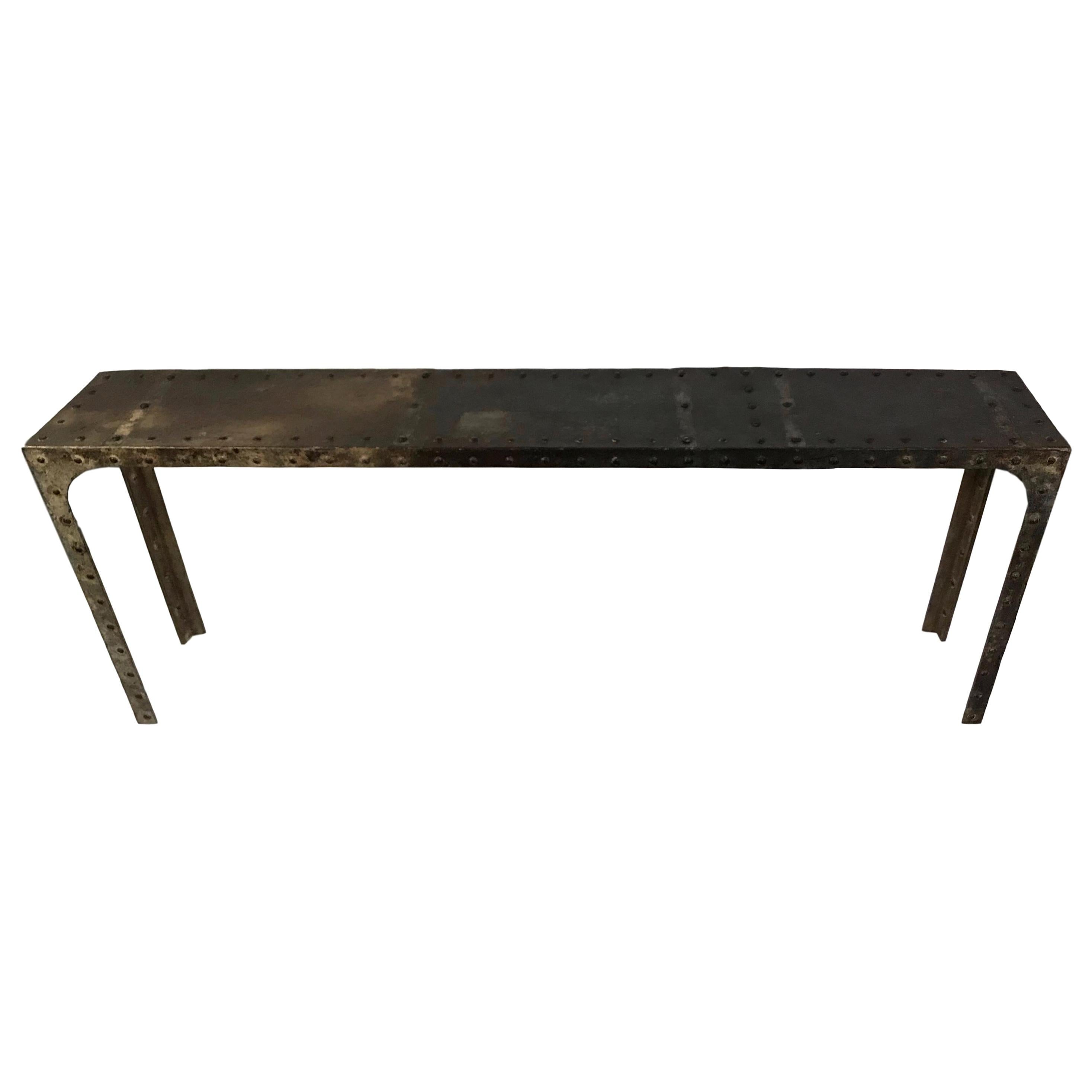 French Industrial Riveted Console im Angebot