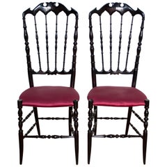 Pair of Giuseppe Gaetano Descalzi Midcentury Italian Chiavari Chairs, 1950s