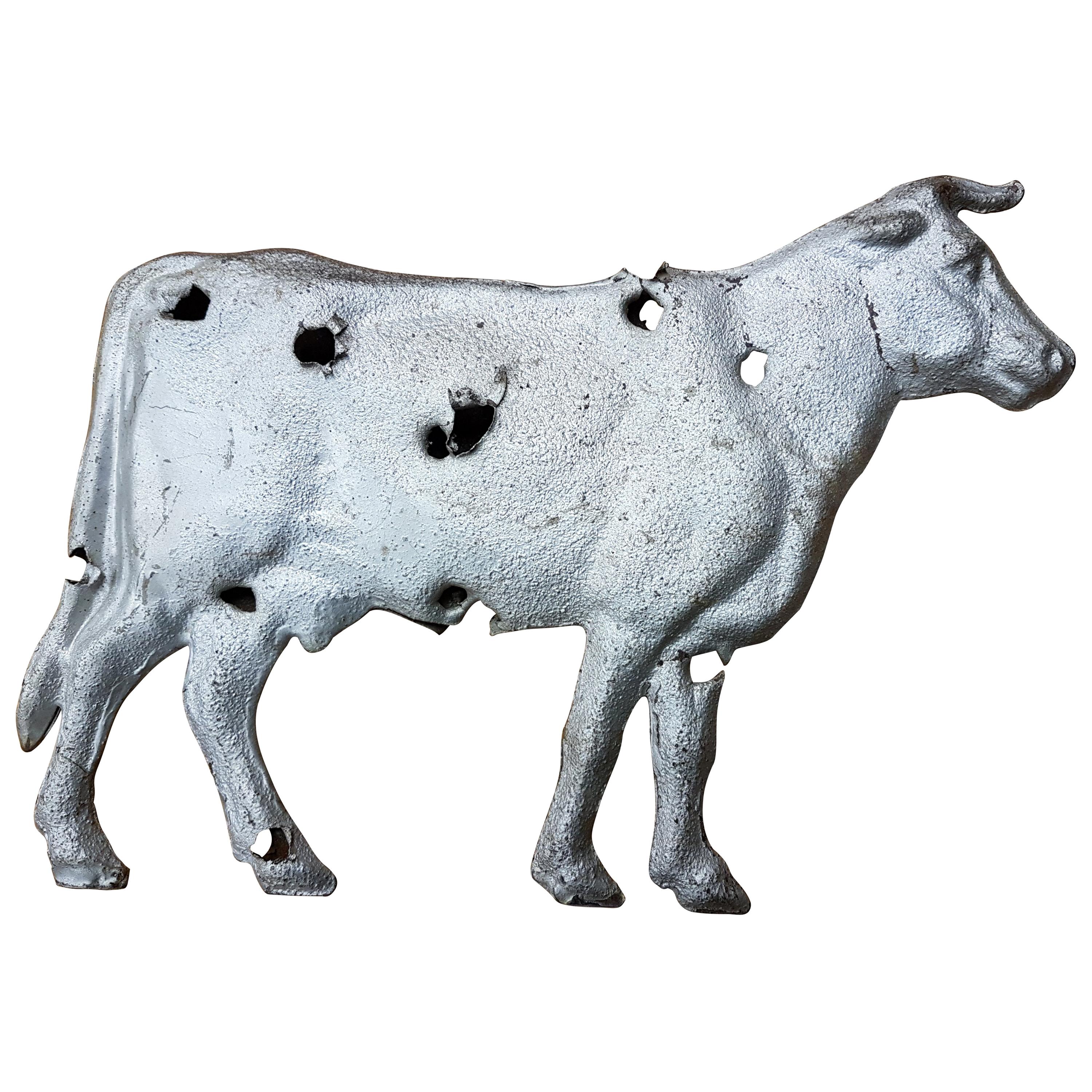 Mid-20th Century American Zinc Weather Vane Cow Figure For Sale