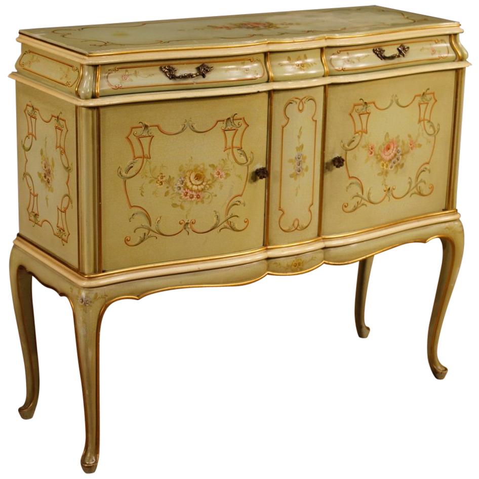 20th Century Lacquered, Gilded And Painted Wood Venetian Sideboard, 1960