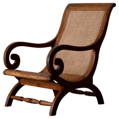 Chaise Lounge suédoise 20ème siècle Bois Rotin:: Suède