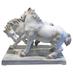 20th Century Majolica Sculpture of Horses