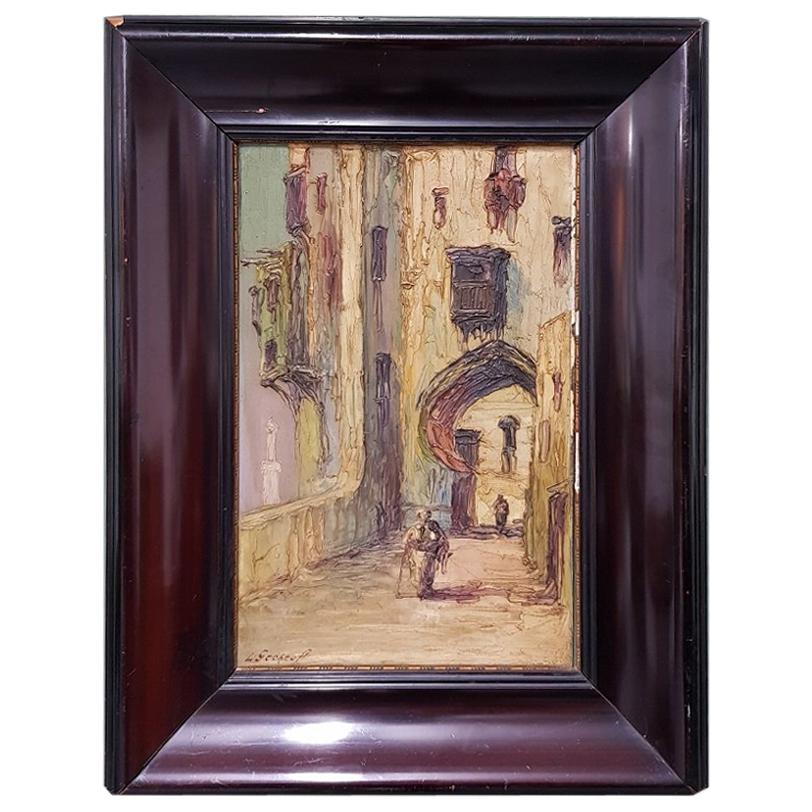 Leonid Gechtoff Oriental Street Scene with Persons, Late 1930s For Sale