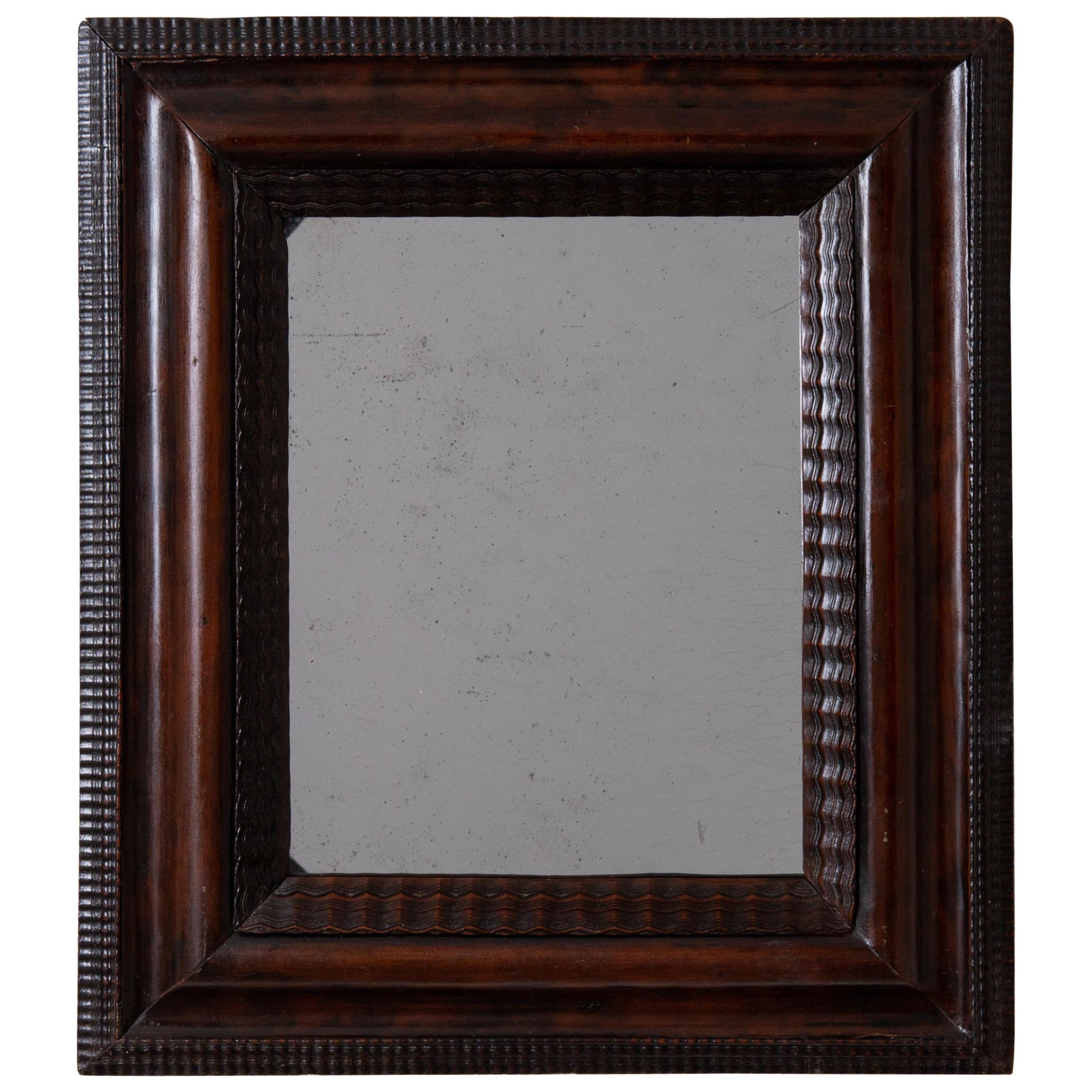 Wall Mirror Swedish Walnut Baroque Brown Frame, Sweden For Sale