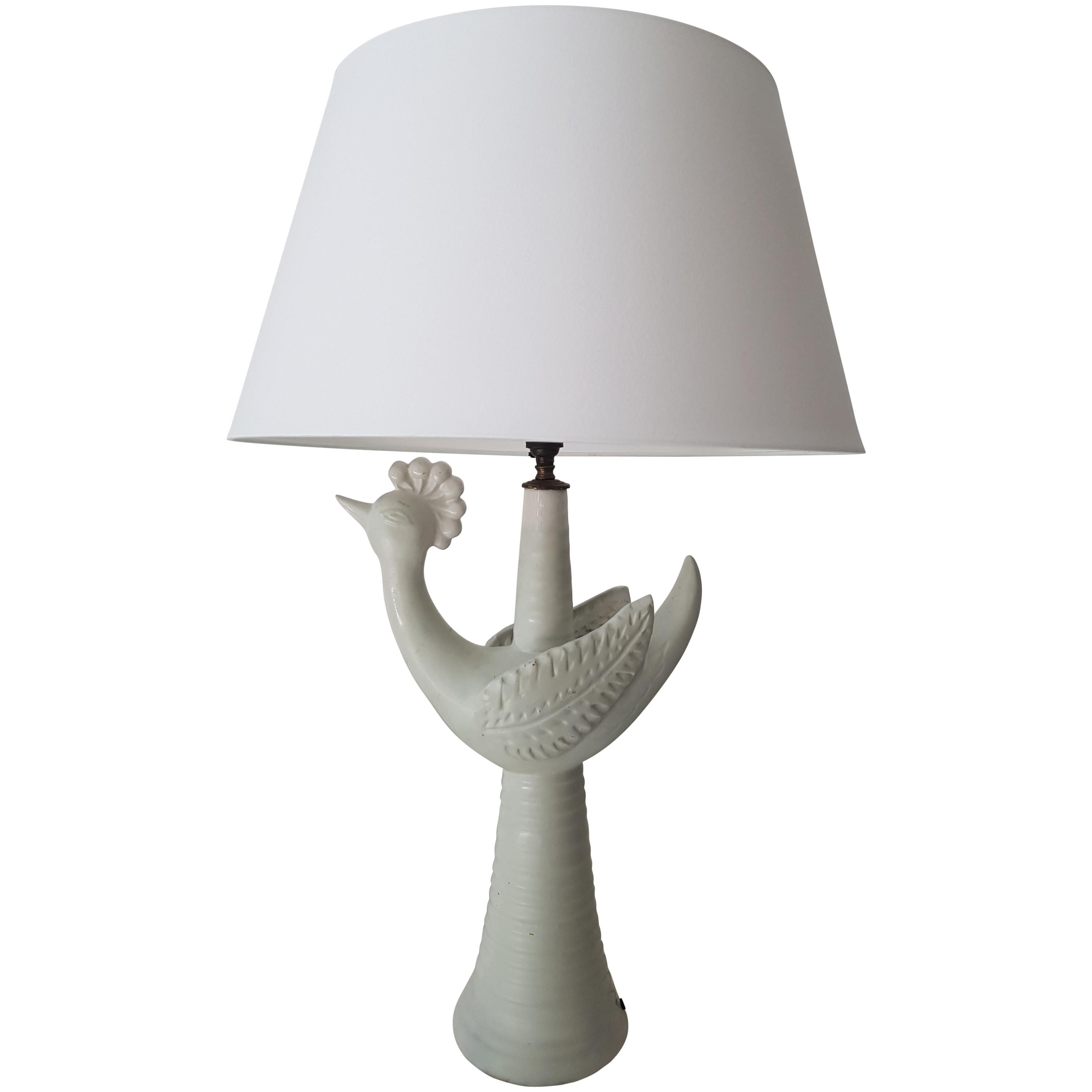 Mid Century Modern Glazed Ceramic French Lamp from Vallauris