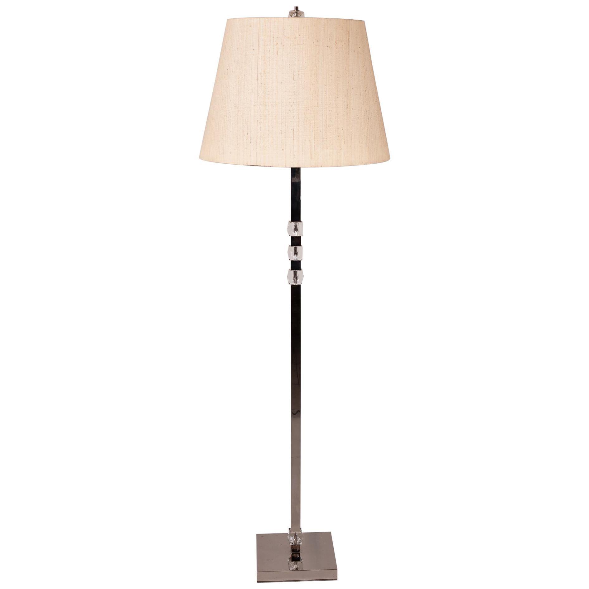 Bakalowits Nickel Floor Lamp 1960s with Fabric Shade