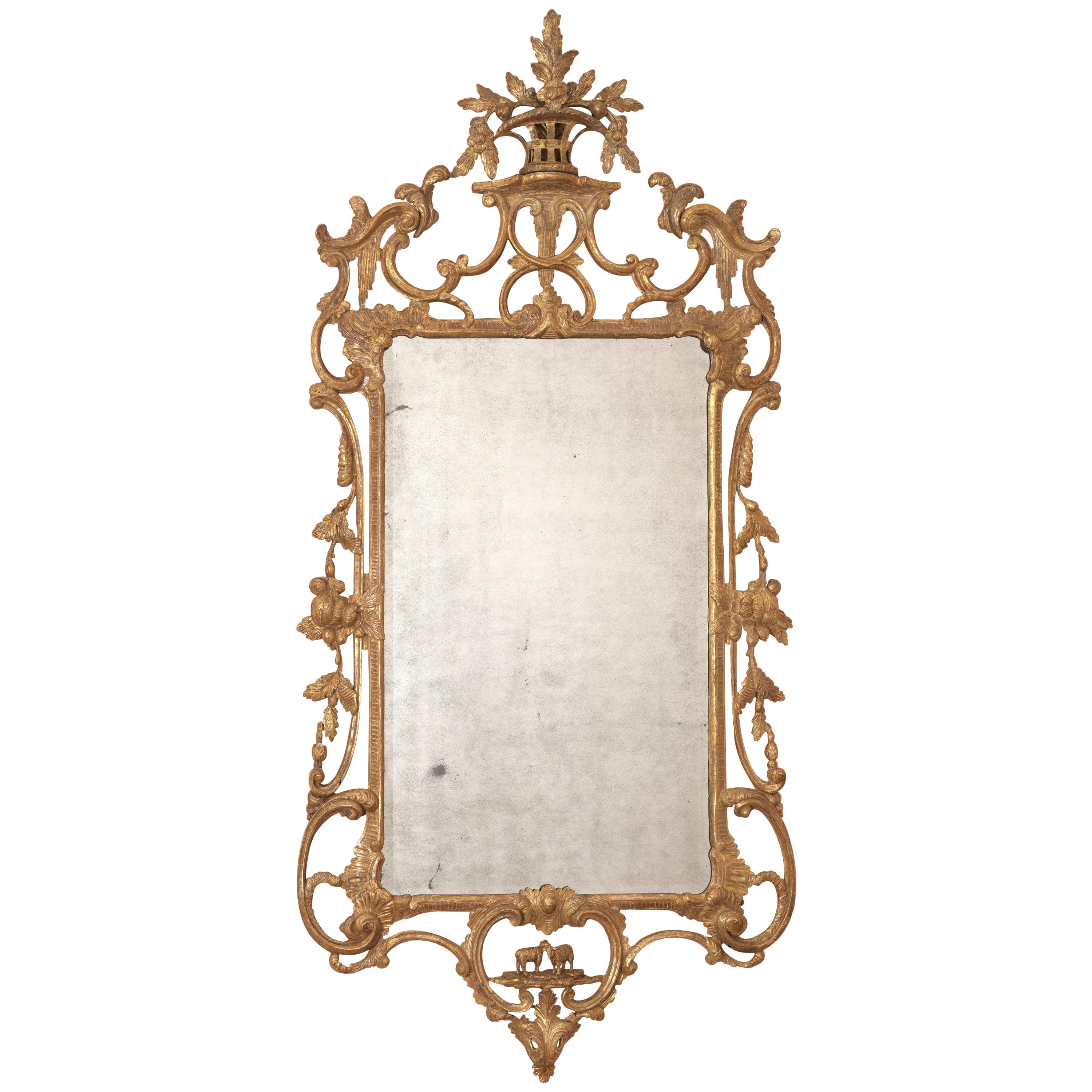 George III Chippendale Giltwood Mirror For Sale