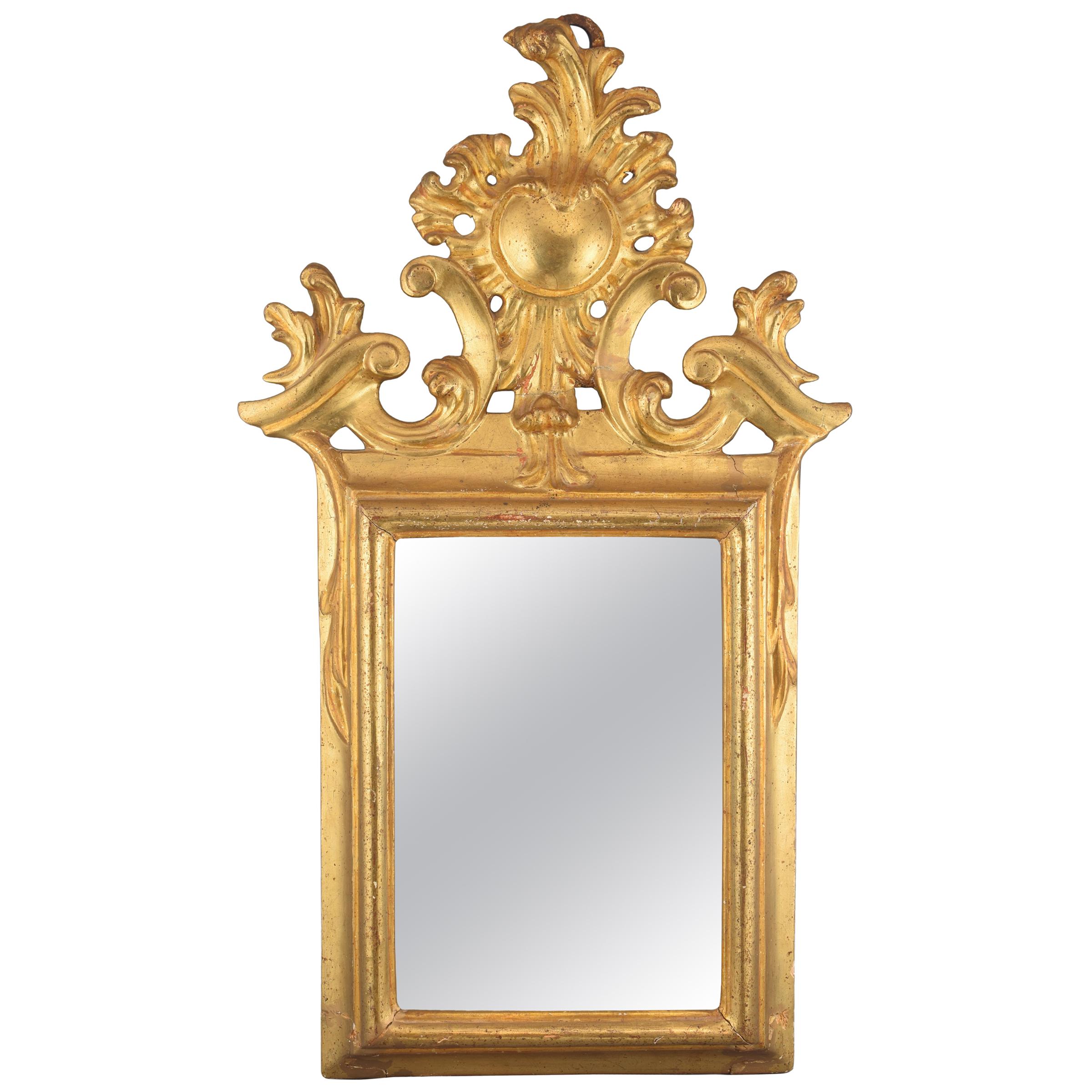 Cadre de miroir ornemental, bois doré, 18ème siècle