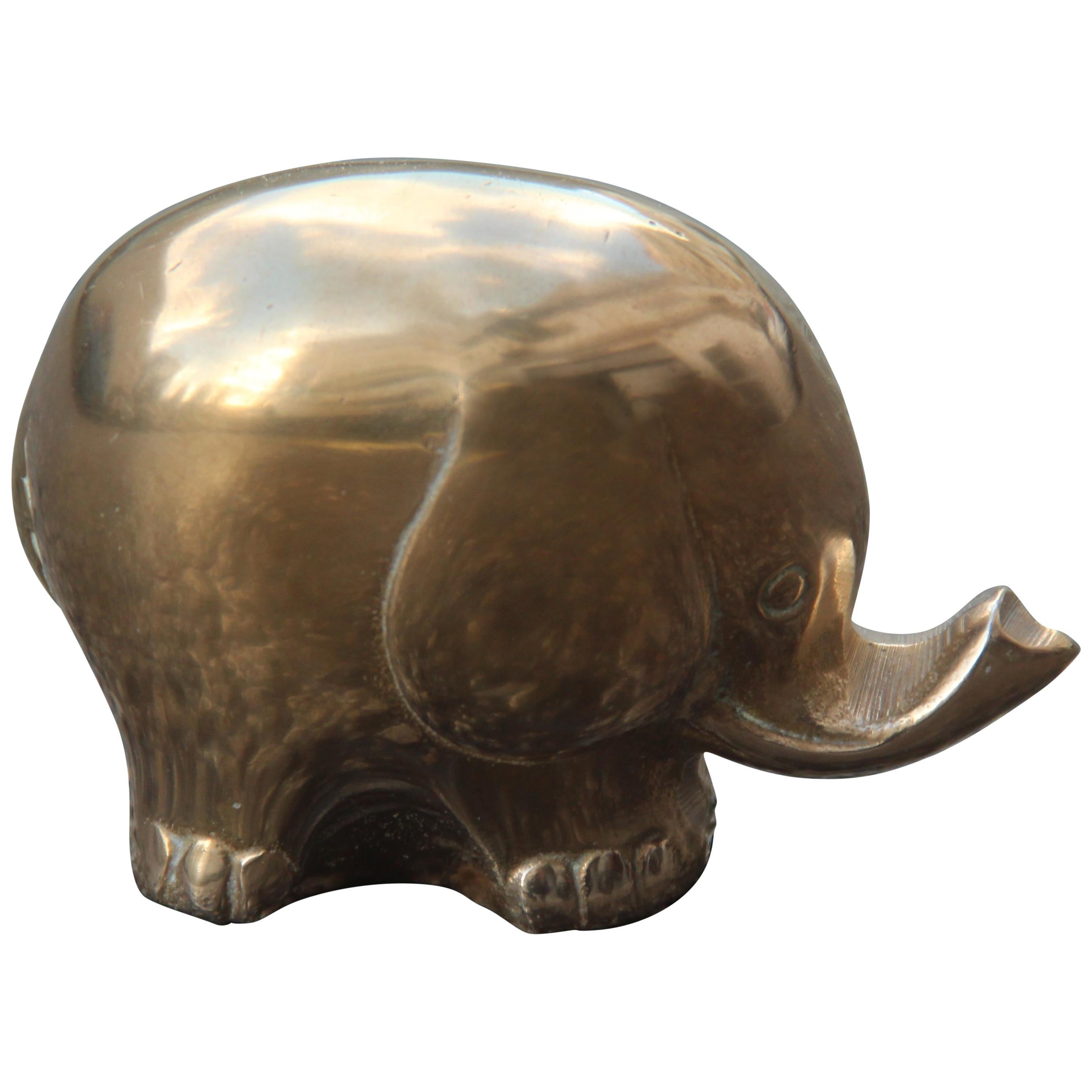 Italian Design 1970s Gold Color Brass Elephant Sculpture