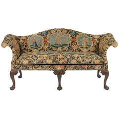 George II Mahogany Settee Upholstered in Needlework, circa 1740