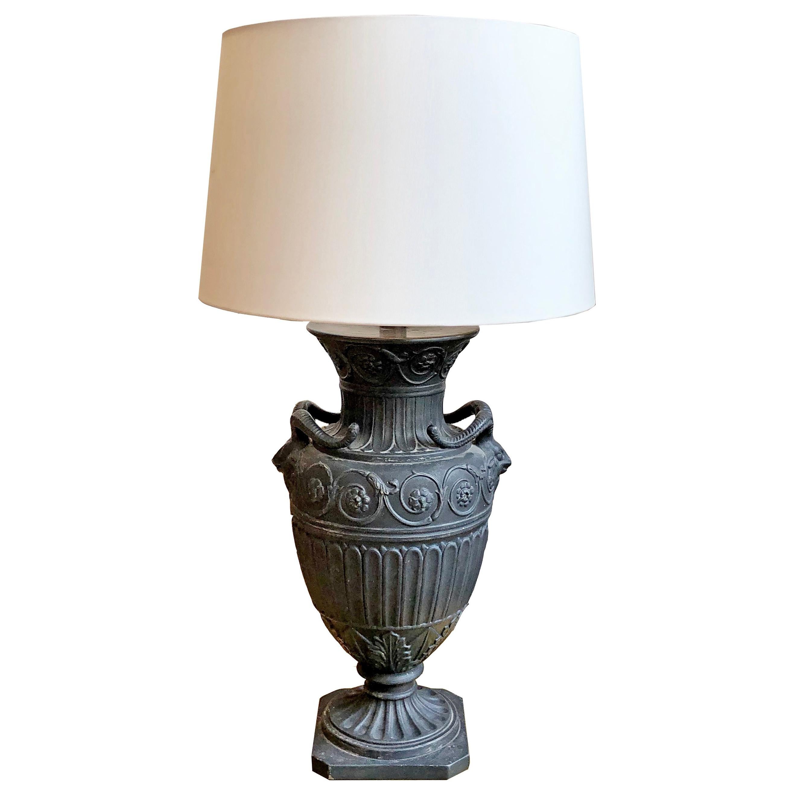 19th Century Basalt Style Amphora Table Lamp For Sale