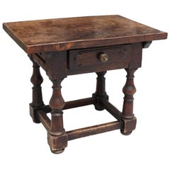 19th Century English Walnut One Drawer Side Table