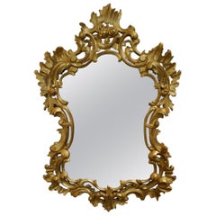 Antique Hand Carved Rococo Giltwood Italian Wall Mirror