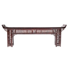 Large Chinese Console in Red Lacquered Bamboo, Late 19th Century