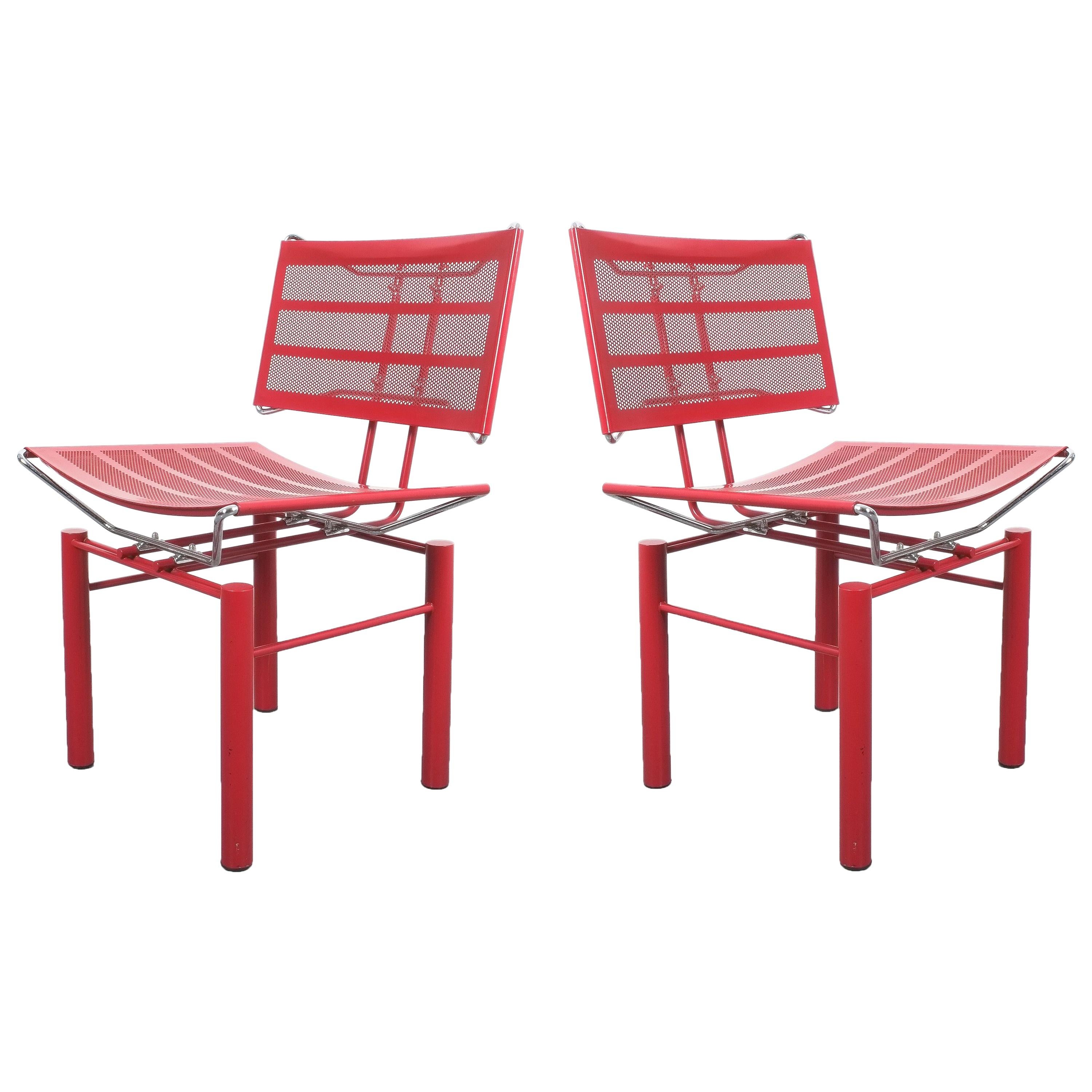 Chaises Bitsch rouges de Hans Ullrich, série 8600, deux paires