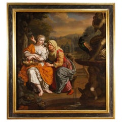 17th Century Oil on Canvas Dutch Mythological Painting Vertumnus and Pomona