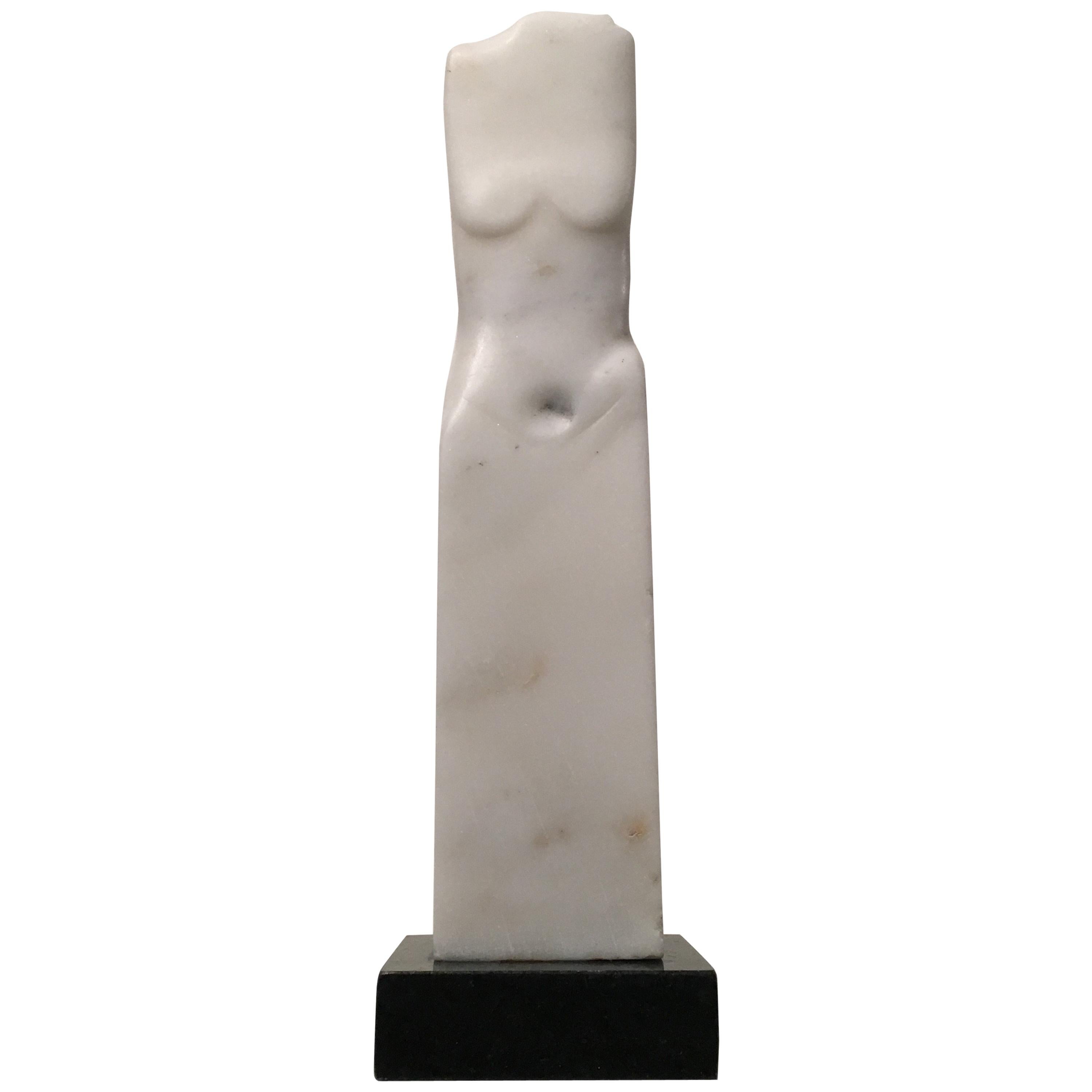 Wendy Hendelman, sculpture de torse en marbre blanc, 2018