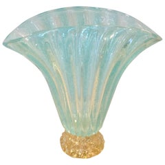 Barovier and Toso Murano Footed Vase in Vibrant Blue
