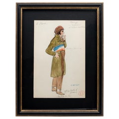 Original Opera and Theatre Costume Watercolor Design by Charles Betout, Paris