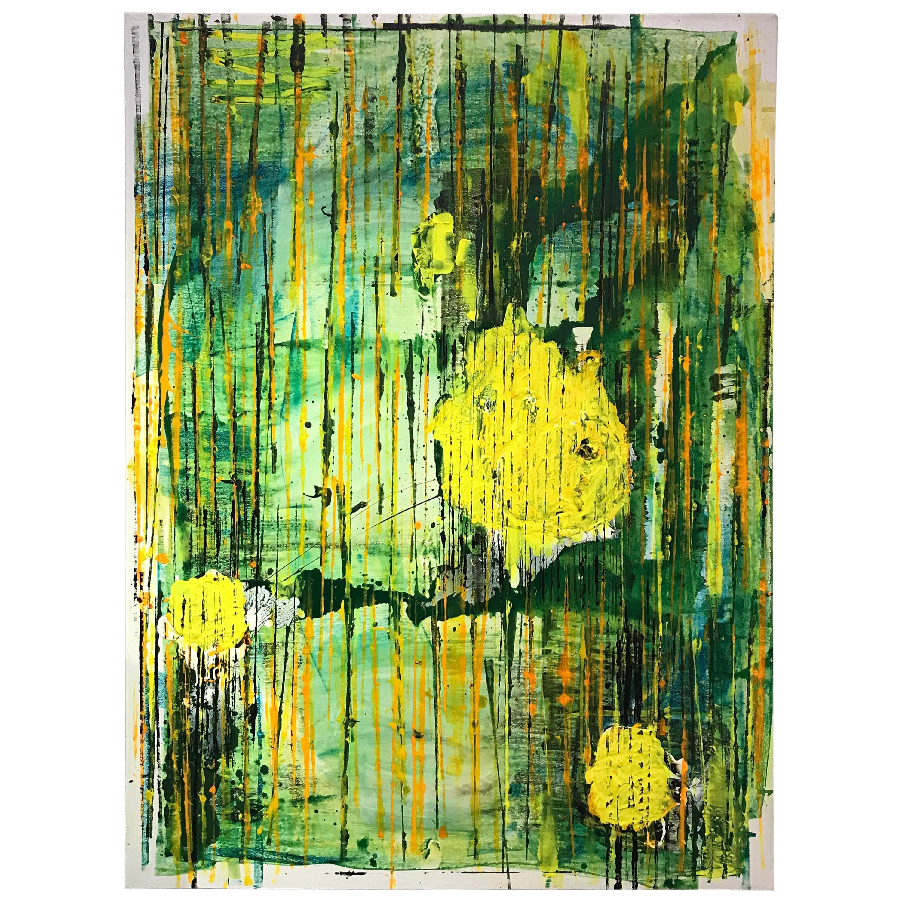 Yellow Abstract Modern Painting For Sale