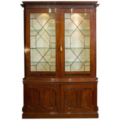 Late 18th Century Mahogany Bookcase with Dentil Cornice Detail