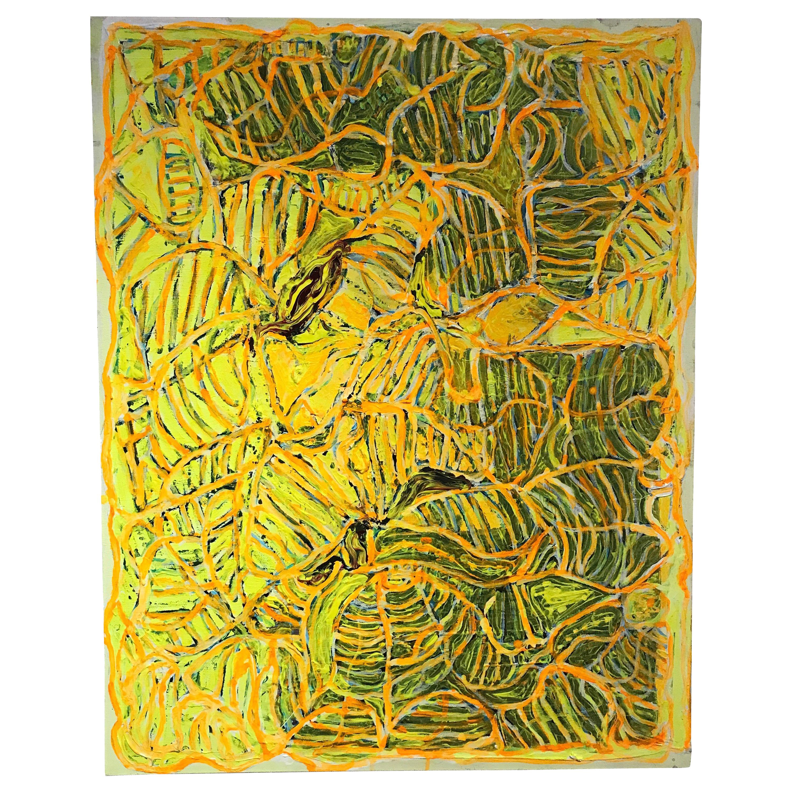 Yellow Contemporary Abstract Painting For Sale
