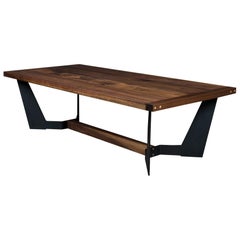 Franklin Coffee Table by Ambrozia, Solid Walnut, Blackened Steel & Brass Details