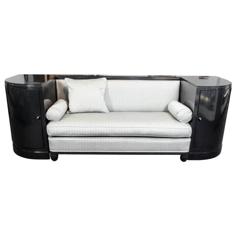 Art Deco Macassar Ebony Black Ebonized Sofa For Sale At 1stdibs