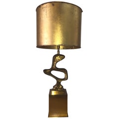 Skulpturale Lampe aus vergoldeter Bronze von Philippe Gabriel Papineau, signiert, Titel „Buste““